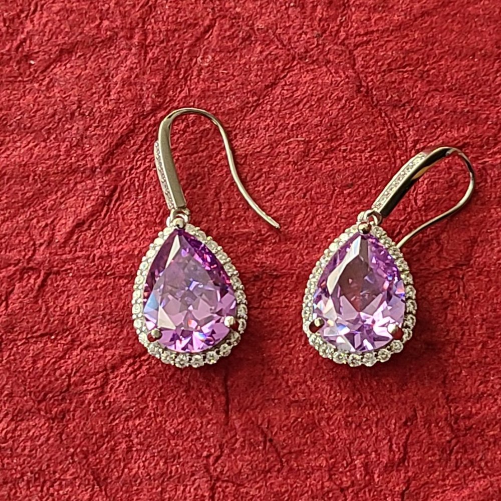 Lab created Kunzite Dangle Earrings Sterling Silver-Gemstone Earrings